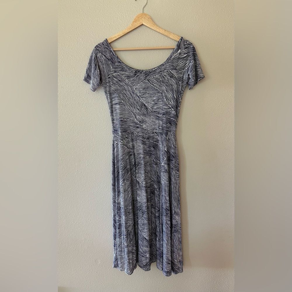 Rachel Pally Jersey Knit Navy & White Short Sleeve Boatneck Midi Dress Size L